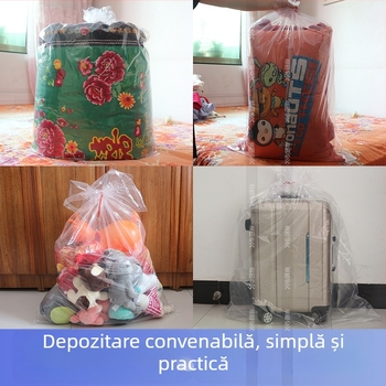 Geantă de depozitare pentru cuverturi, transparentă, din plastic gros, extra-large, protecție împotriva prafului, deschidere plată