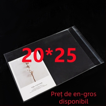 Pungi OPP transparente autoadezive, dimensiuni 20x25 cm, grosime 9 mm/5 mm/7 mm, 100 buc./pachet