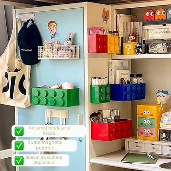 Cutie de depozitare magnetică pentru cosmetice, montată pe perete — plastic, stil modern minimalist, 0,56 kg