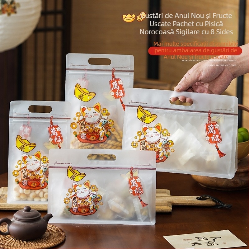 Pungă Stand-Up mată pentru ambalare alimentară, cu închidere pe opt laturi, material nou, grosime dublă 20 silk, capacitate zilnică 600000, marcă: Huas Plastic Packaging