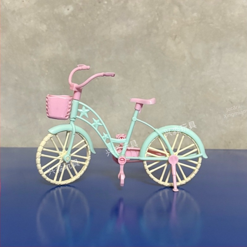 Xingmiao bicicletă de plastic pentru joacă de rol, cu coș și suport — pentru copii 4–6 ani, jucărie de interior