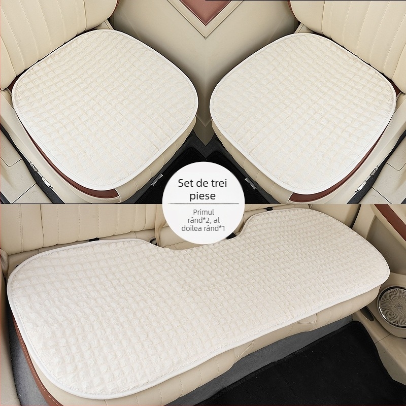 Pernă de șezut auto, universală pentru patru anotimpuri, suprafață pufoasă, umplutură din fibre sintetice, husă pentru scaunul din spate, dintr-o singură bucată