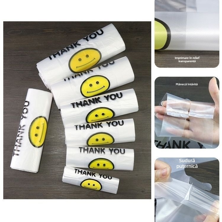 Saci cu zâmbet – ambalaj plastic pentru bijuterii; Origine: Anqing; Brand: Wen su; Producție zilnică: 10 tone.