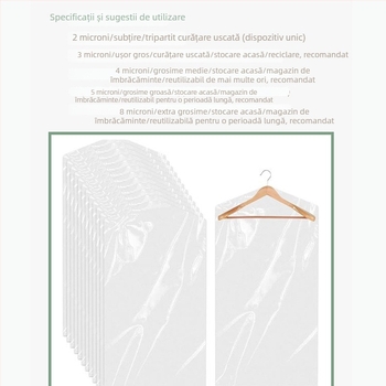 Protecție transparentă pentru haine – sac plastic de depozitare pentru uz casnic, grosime cu două straturi, personalizabilă (Nr. 1213)