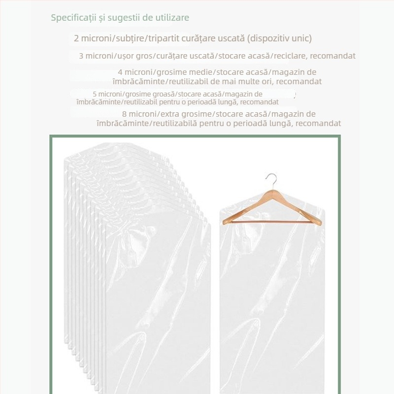 Protecție transparentă pentru haine – sac plastic de depozitare pentru uz casnic, grosime cu două straturi, personalizabilă (Nr. 1213)