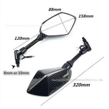 Ogledar retrovizor pentru motocicletă cu lumini LED duale și semnalizatoare, universal, model M7211, ABS+sticlă, rezistență la șocuri ridicată