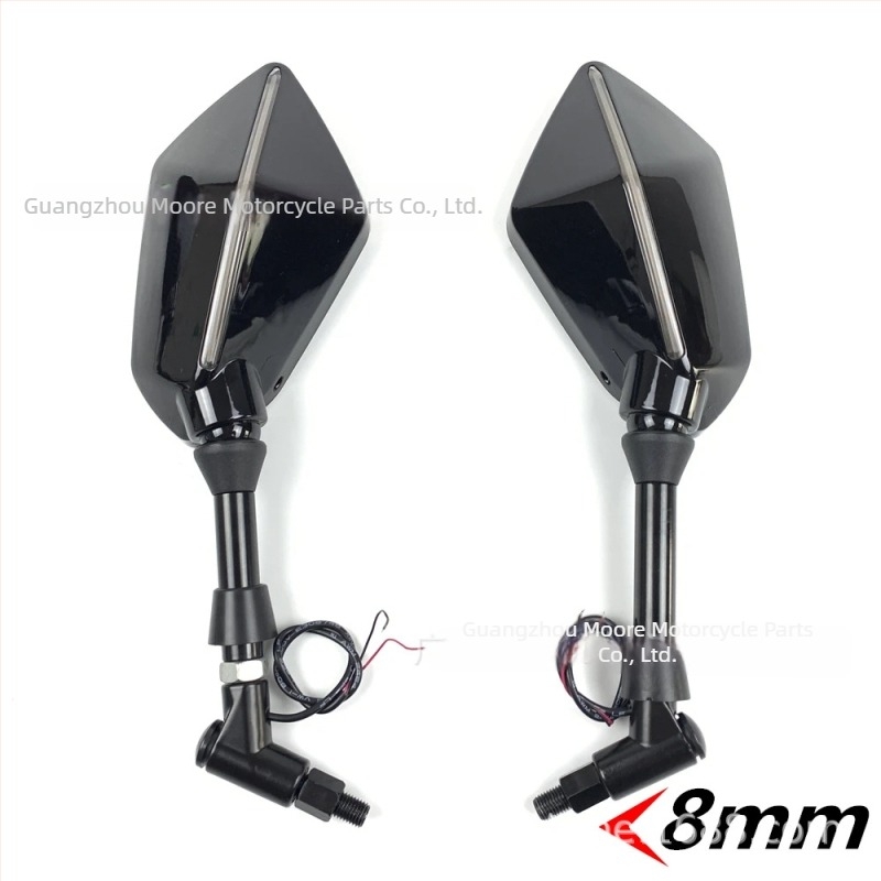 Ogledar retrovizor pentru motocicletă cu lumini LED duale și semnalizatoare, universal, model M7211, ABS+sticlă, rezistență la șocuri ridicată