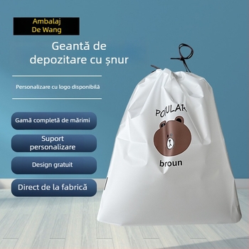 Sac de depozitare cu șnur, motiv urs, dublu strat, finisaj mat, pentru pantofi, haine și produse cosmetice de călătorie