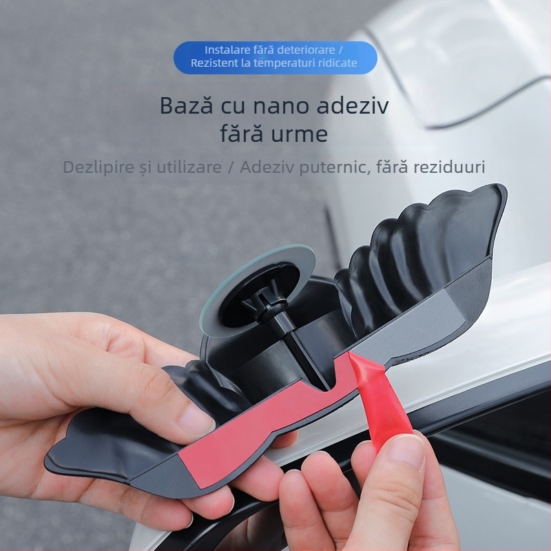 MS Oglindă retrovizoare auto cu protecție la ploaie, mică oglindă rotundă, reflector integrat, oglindă pentru unghiuri moarte