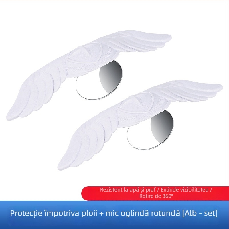 MS Oglindă retrovizoare auto cu protecție la ploaie, mică oglindă rotundă, reflector integrat, oglindă pentru unghiuri moarte