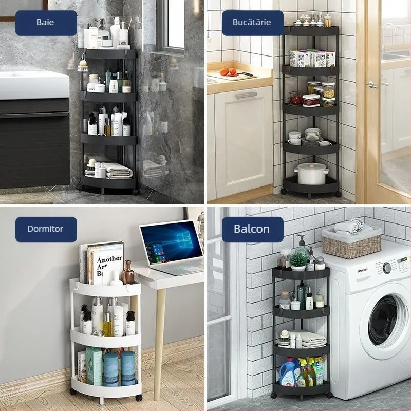 Raft de depozitare triunghiular pe podea, pliabil, cu mai multe etaje, din plastic, stil modern minimalist