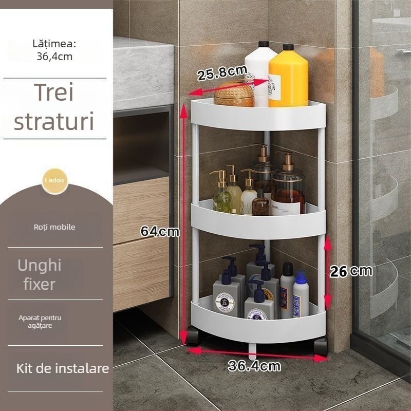 Raft de depozitare triunghiular pe podea, pliabil, cu mai multe etaje, din plastic, stil modern minimalist