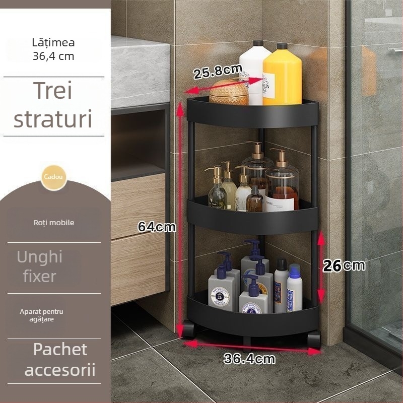 Raft de depozitare triunghiular pe podea, pliabil, cu mai multe etaje, din plastic, stil modern minimalist