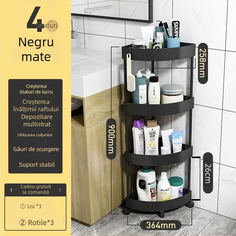 Raft de depozitare triunghiular pe podea, pliabil, cu mai multe etaje, din plastic, stil modern minimalist