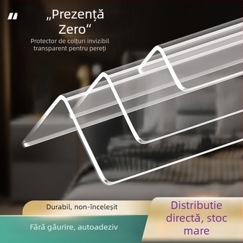 Bandă de colț transparentă pentru pereți, protecție la impact, montaj fără găuri, cu adeziv puternic, pentru uz casnic