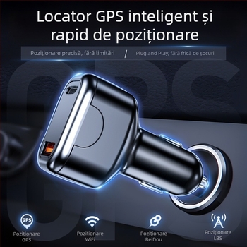 Încărcător auto wireless cu localizare GPS + Beidou (precizie 5M), porturi duale de încărcare rapidă, alimentare Type-C, alarmă anti-manipulare
