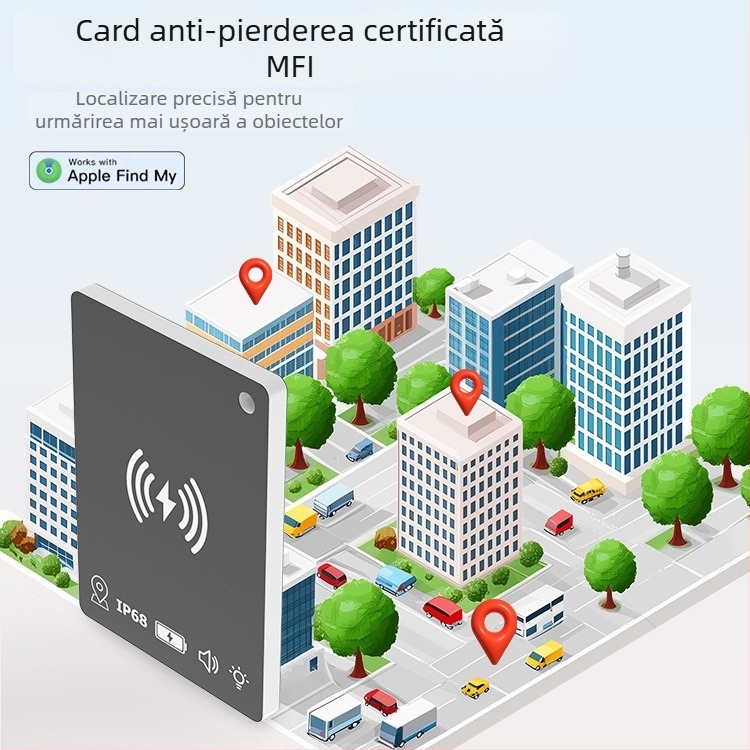 Guolink Dispozitiv anti-lost tracker cu rază wireless de 15 m, baterie 80 mAh, NFC Android, purtare în stil portofel, carcasă ABS+PVC