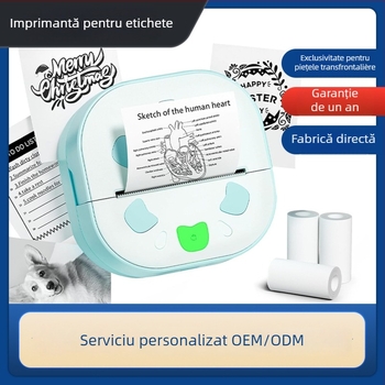 Imprimantă de etichete D21 cu Bluetooth, imprimare termică, format 48 mm, capacitate hârtie 57 mm, compatibil Android și iOS