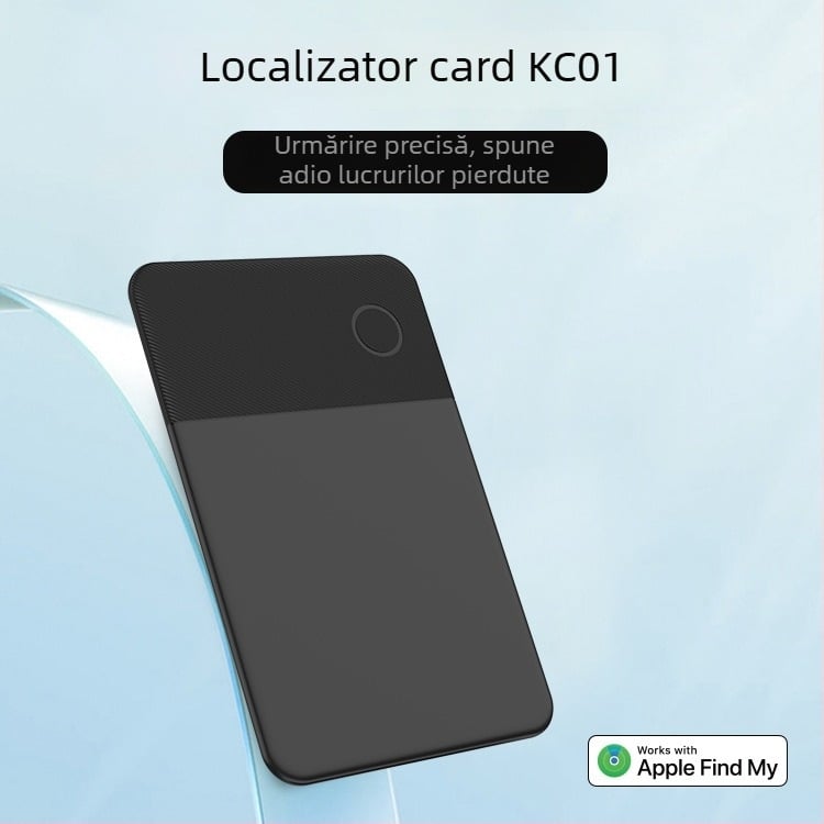 Tracker anti-pierdut pentru card-portofel - ultra-subțire, încărcare wireless, impermeabil, compatibil iOS; KC01, 110 mAh, rază 50 m, ABS