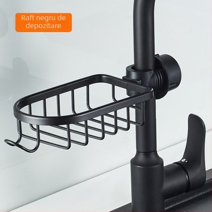 Raft de depozitare pentru bucătărie din aluminiu spațial, cu design rotativ, rezistent la umezeală, montaj pe perete prin ventuză, pentru bucătărie și baie