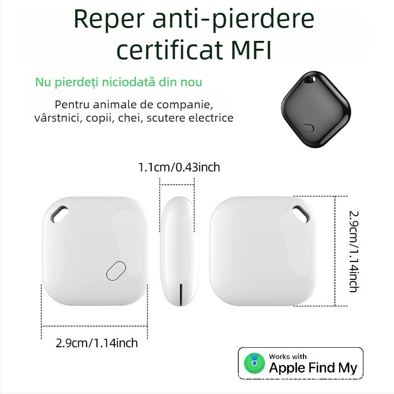 F02 Tracker Bluetooth Anti-Pierdere pentru chei, portofel și animale de companie • Poziționare globală • ABS • 7,4 g • CR2032 230 mAh