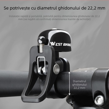 Claxon West Rider pentru bicicletă, din aliaj de aluminiu, claxon pliabil pentru bicicletă de munte, model Yp0706058