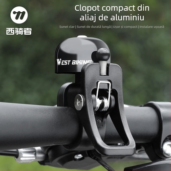 Claxon West Rider pentru bicicletă, din aliaj de aluminiu, claxon pliabil pentru bicicletă de munte, model Yp0706058