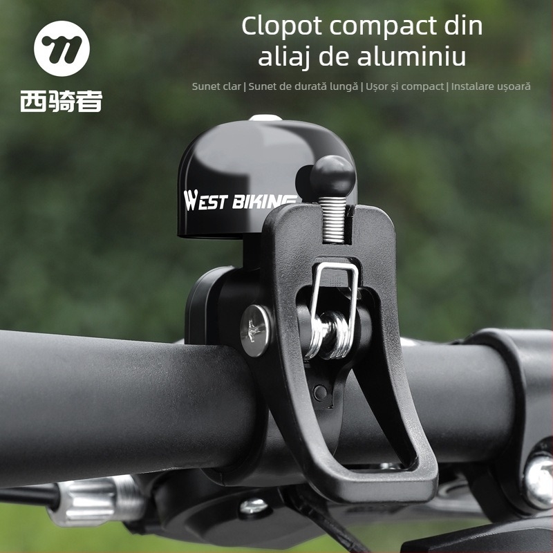 Claxon West Rider pentru bicicletă, din aliaj de aluminiu, claxon pliabil pentru bicicletă de munte, model Yp0706058