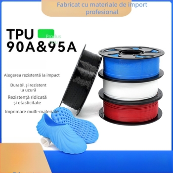Filament TPU pentru imprimare 3D, material flexibil 90A/95A, bobină de 1kg, secțiune circulară, densitate 1,25, pentru papuci și tălpi