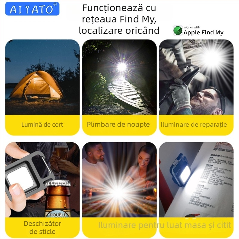 AIYATO D-01 localizator AirTag, reîncărcabil, compatibil FindMy, USB 3.0, 500mAh