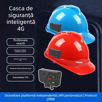 Locator pentru cască de protecție 4G GPS - tracker cu precizie 0.1 m, IP67 rezistent la apă, alarmă SOS, montaj magnetic