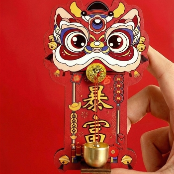 Sonerie de ușă cu magnet decorativ festiv pentru Anul Nou — Dansul Leului, Material magnetic moale, 180 buc./cutie, posibilitate etichetă privată, personalizare disponibilă, magnet decorativ pentru frigider