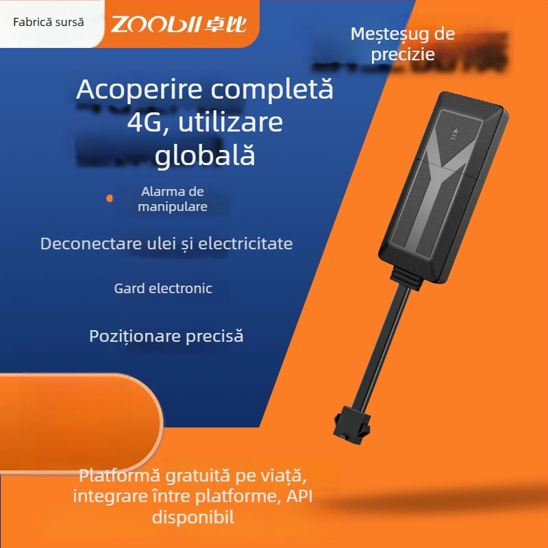 GPS tracker cu poziționare Beidou pentru mașini și vehicule electrice, dispozitiv cablat, alarme: deconectare alimentare, alertă mobilă, alarmă gardă; precizie poziționare 10; baterie polimerică, reîncărcabilă; nu este impermeabil