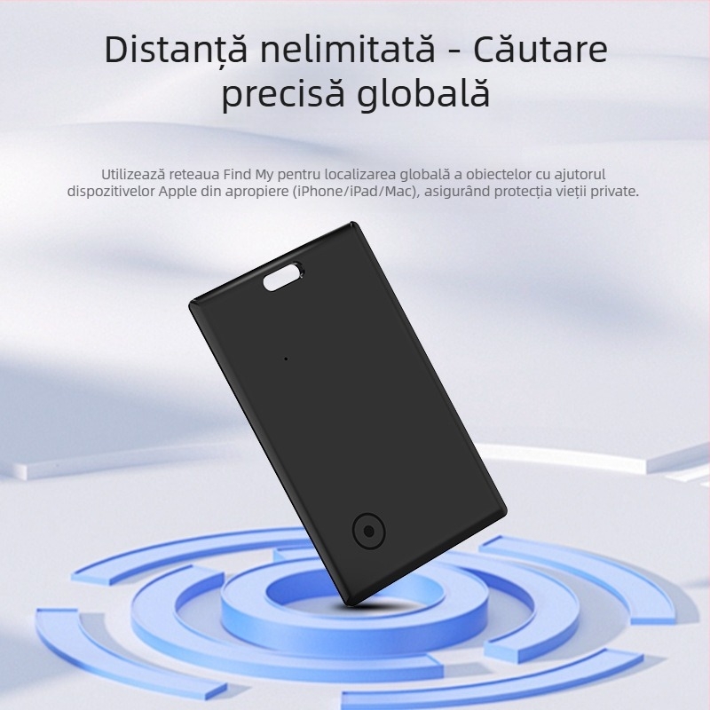 Locator fără fir pentru carduri și portofel cu pașaport, anti-pierdere, ultra-subțire — 240 mAh, compatibil iOS, ABS, rază 10–20 m interior, 20–50 m exterior