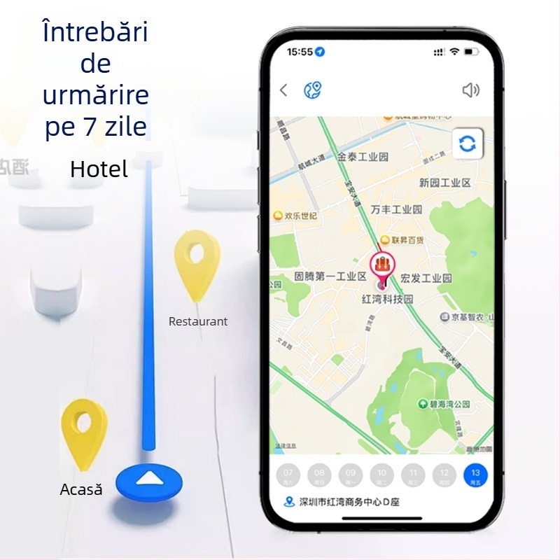 Locator anti-pierdere pentru portofele/genți, Bluetooth 5.0, carcasă ABS, baterie CR2032, 16 g, partajare locației și urmărire