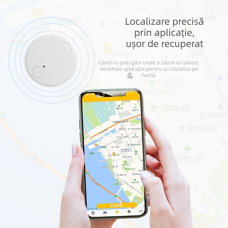 Mini tracker Bluetooth anti-pierdere pentru chei și portofel, localizator cu alarmă bidirecțională, model Y02, conexiune Bluetooth, rază 15 m, baterie 230 mAh, carcasă ABS