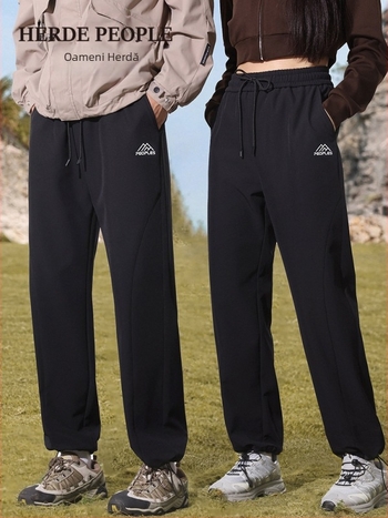 Pantaloni casual unisex cu soft shell și căptușeală fleece, groși, uni, poliester-spandex AK36005