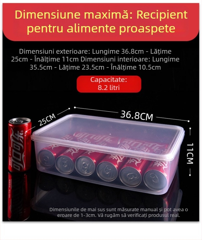 Cutie de depozitare din plastic transparent, dreptunghiulară, cu sigilare, calitate alimentară, pentru frigider, PP