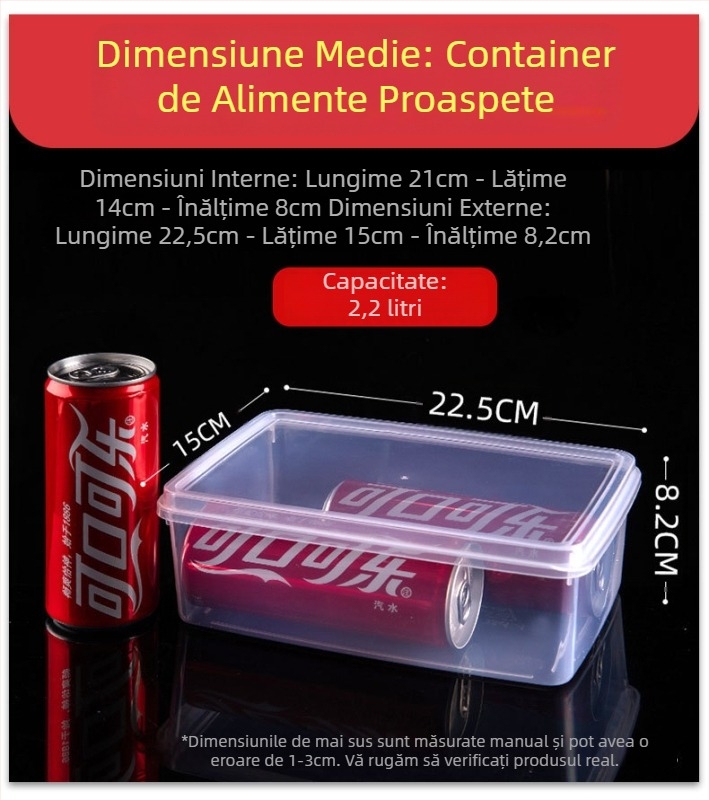 Cutie de depozitare din plastic transparent, dreptunghiulară, cu sigilare, calitate alimentară, pentru frigider, PP