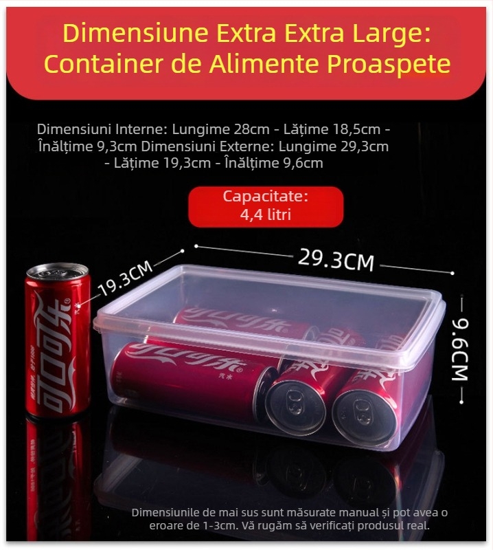 Cutie de depozitare din plastic transparent, dreptunghiulară, cu sigilare, calitate alimentară, pentru frigider, PP