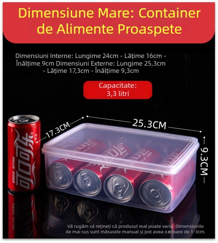 Cutie de depozitare din plastic transparent, dreptunghiulară, cu sigilare, calitate alimentară, pentru frigider, PP