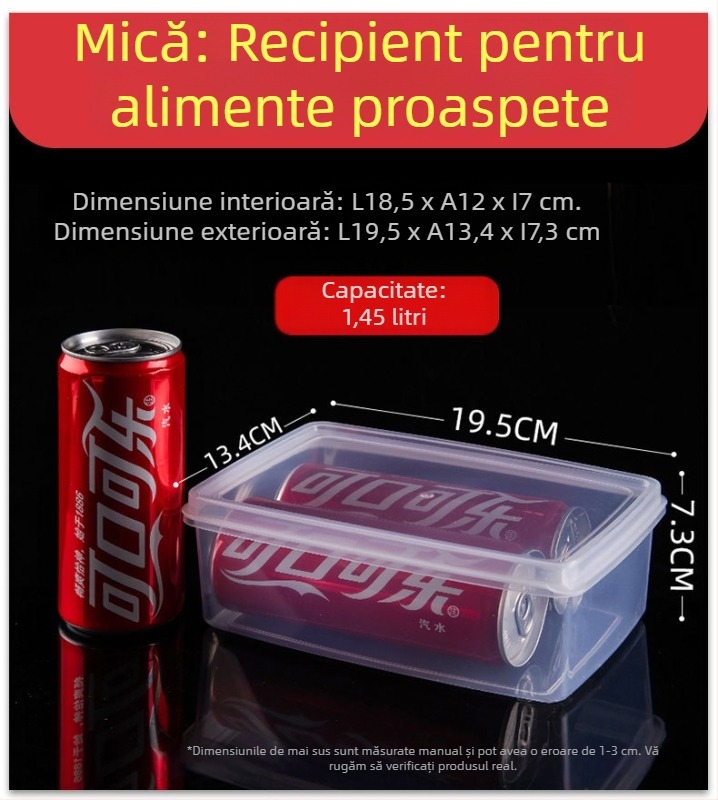 Cutie de depozitare din plastic transparent, dreptunghiulară, cu sigilare, calitate alimentară, pentru frigider, PP