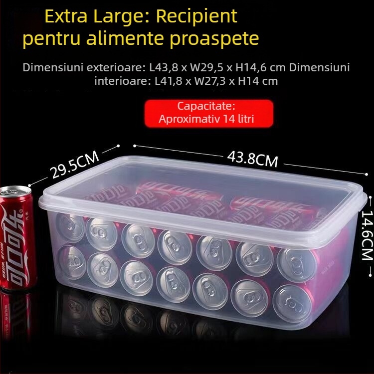 Cutie de depozitare din plastic transparent, dreptunghiulară, cu sigilare, calitate alimentară, pentru frigider, PP