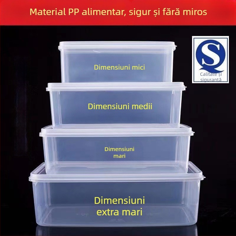 Cutie de depozitare din plastic transparent, dreptunghiulară, cu sigilare, calitate alimentară, pentru frigider, PP