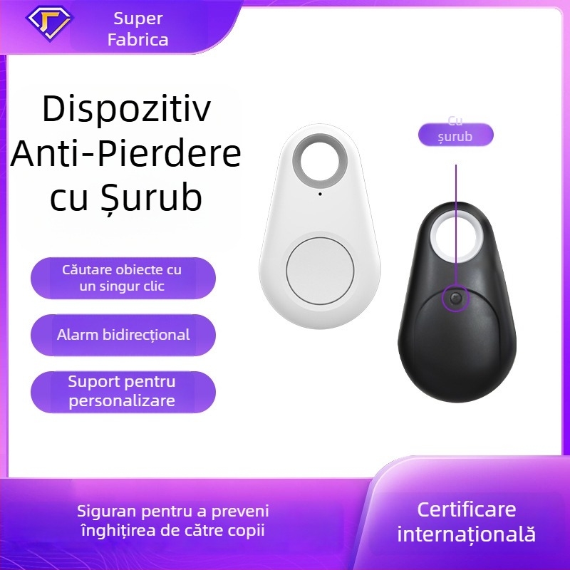 FD-01 locator Bluetooth anti-pierdere – rază 15 m, corp ABS, dimensiuni 52×31×19 mm, baterie CR2032