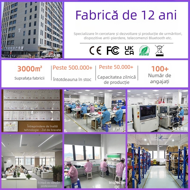 FD-01 locator Bluetooth anti-pierdere – rază 15 m, corp ABS, dimensiuni 52×31×19 mm, baterie CR2032