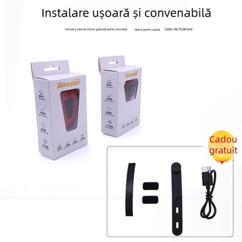 Lumina de taillight pentru bicicletă Bikestar BG-1071, încărcare USB-C, montaj cu bandă, baterie 300mAh