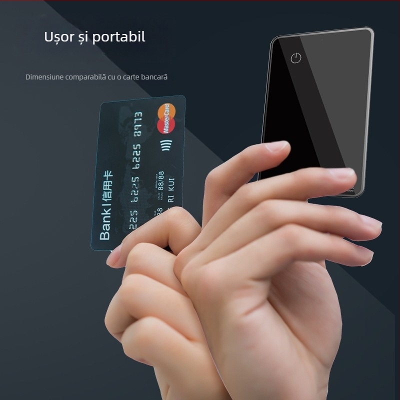 Mini tracker tip card pentru portofel cu GPS, model P041, baterie 540mAh, aliaj de aluminiu, USB 2.0, lansat în 2023