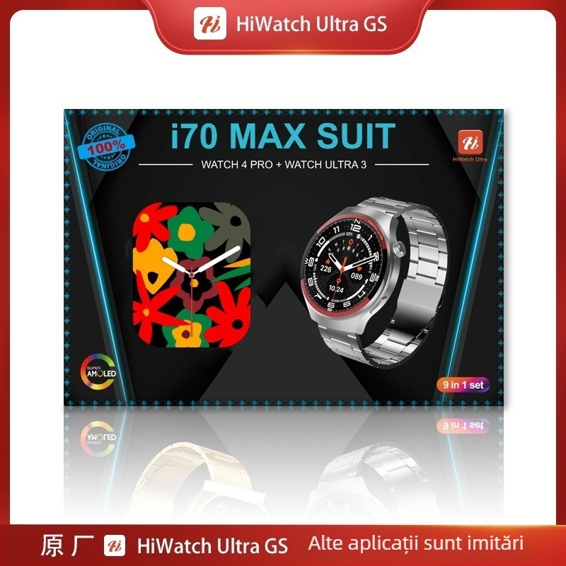 Set de smartwatchuri actualizate I70/I80/I90 cu headset Bluetooth – 3 ceasuri, 7 brățări, ecran IPS, carcasă din aliaj de aluminiu, încărcare fără fir