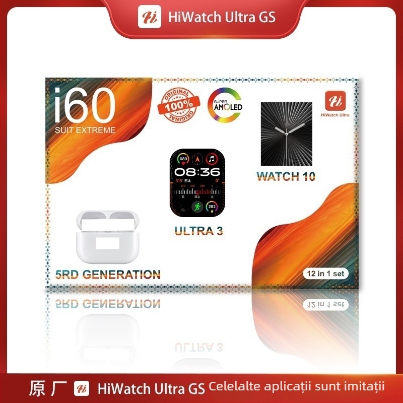 I50/I60 ceas inteligent cu headset Bluetooth – Set dublu de ceasuri, carcasă din aliaj de aluminiu, curea din silicon, atingere + buton, încărcare wireless